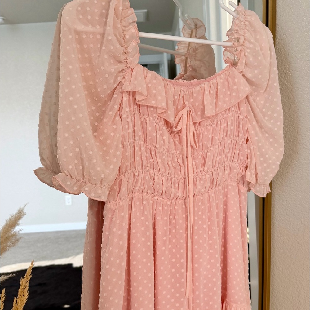 Just Me Pink Midi Dress - Picture 2 of 5
